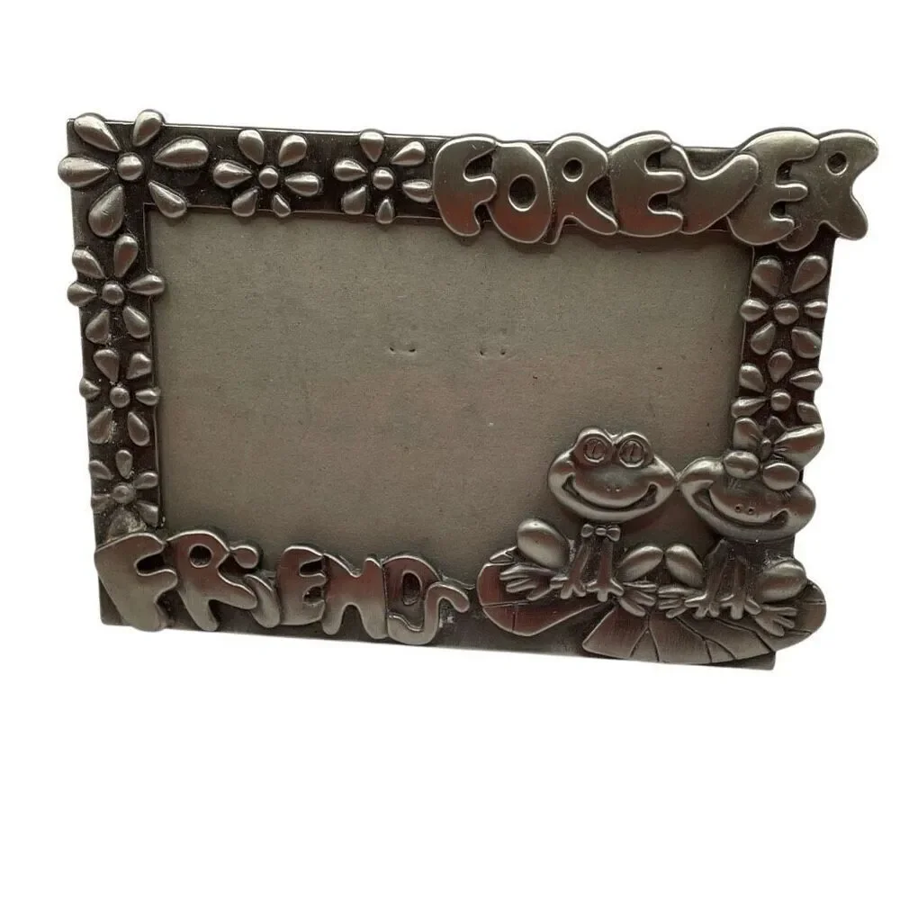 Pewter Picture Frame Forever Friends Frogs on Lily Pad 6X4